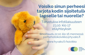 Lapsi pitää nallea sylissään.