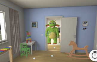 Animoitu lohikäärme peliympäristössä.