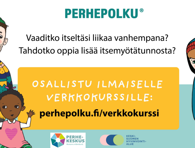 Perhepolku-verkkokurssin juliste.