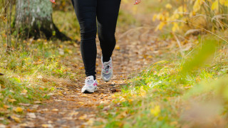 Henkilön jalat polulla.