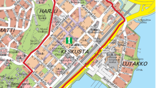 Karttakuva ilotulitteiden käyttökieltoalueesta