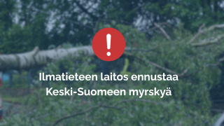Ilmatieteen laitos ennustaa Keski-Suomeen myrskyä