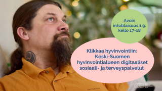 Klikkaa hyvinvointiin - kaikille avoin info 1.9. tarjoili hyvinvointialueemme digipalveluita, niiden kehittymistä sekä palveluiden laajentumista. Aihetta esittelivät digijohtaja Jari Porrasmaa ja palvelupäällikkö Sari Nurmivaara.