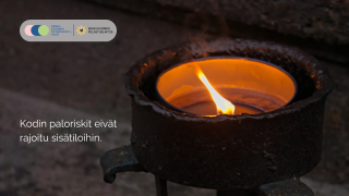 Ulkotuli ja teksti "Kodin paloriskit eivät rajoitu sisätiloihin"