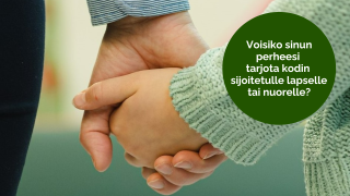 Perhehoidon infotilaisuuksien kuva: käsi kädessä.