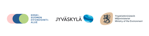 Keski-Suomen hyvinvointialueen, Jyväskylän kaupungin ja Ympäristöministeriön logot